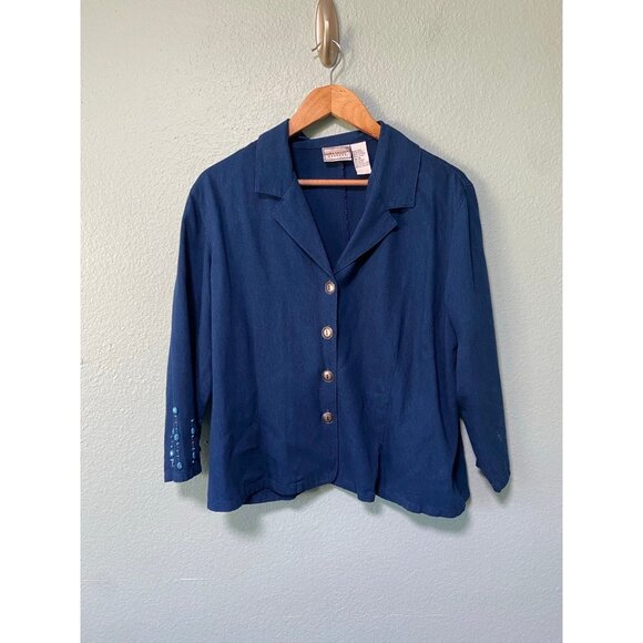 Vintage Napa Valley Dresses Women's Dress‎ and Jacket Blue Denim w/ Rocks Set 16 - Picture 3 of 11